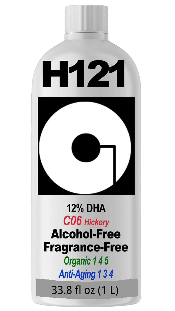 Glazed solution, 12% DHA, C06 Hickory Level 2 Bronzer, DMI, Organic 1 4 5, Anti-Aging 1 3 4, Alcohol-Free, Fragrance-Free – LABELED BOMBSHELL (H121)