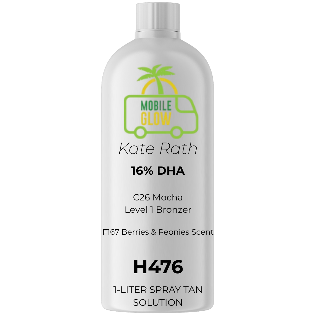 The Mobile Glow Solution, 16% DHA, C26 Mocha Level 1 Bronzer, F167 Berries & Peonies MEDIUM Scent – LABELED (H476)
