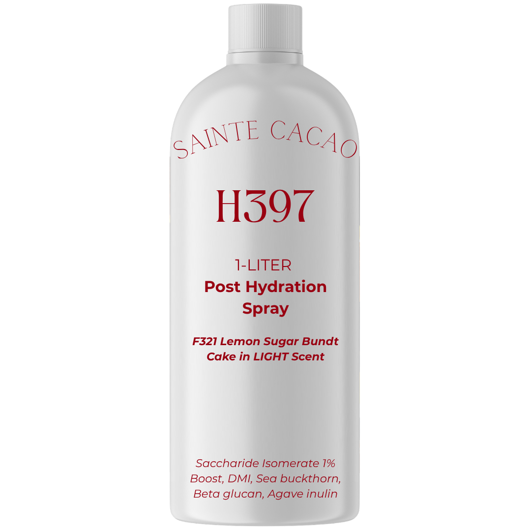Sainte Cacao Post Hydration Spray, Added Ingredients: Saccharide Isomerate 1% Boost, DMI, Sea buckthorn, Beta glucan, Agave inulin, F248 Bing Cherry & Vanilla in LIGHT scent – LABELED (H397)