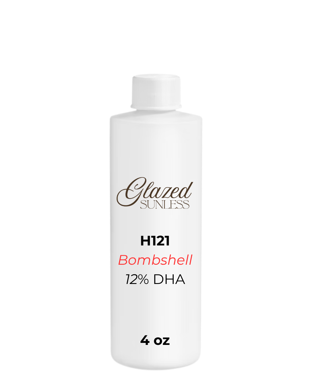 Glazed solution, 12% DHA, C06 Hickory (darker bronzer v3), DMI, Organic 1 4 5, Anti-Aging 1 3 4, Alcohol-Free, Fragrance-Free – UNLABELED (H121, BOMBSHELL 12%)