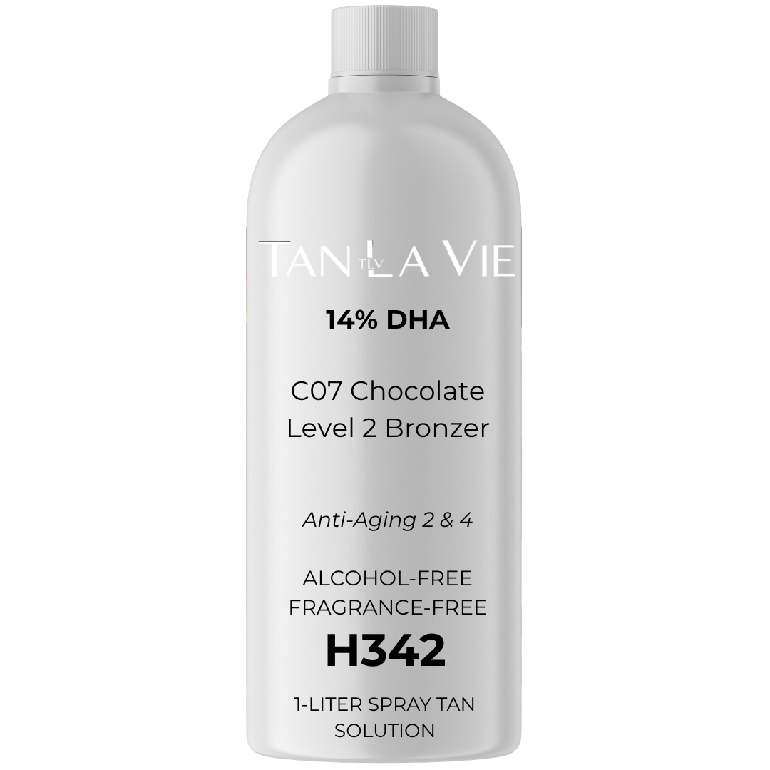 TLV Solution, 14% DHA, C07 Chocolate Level 2 Bronzer, Anti-Aging 2 & 4, Alcohol-Free, Fragrance-Free – LABELED TLV SHADE 03 [ADD LOT CODE] (H342)