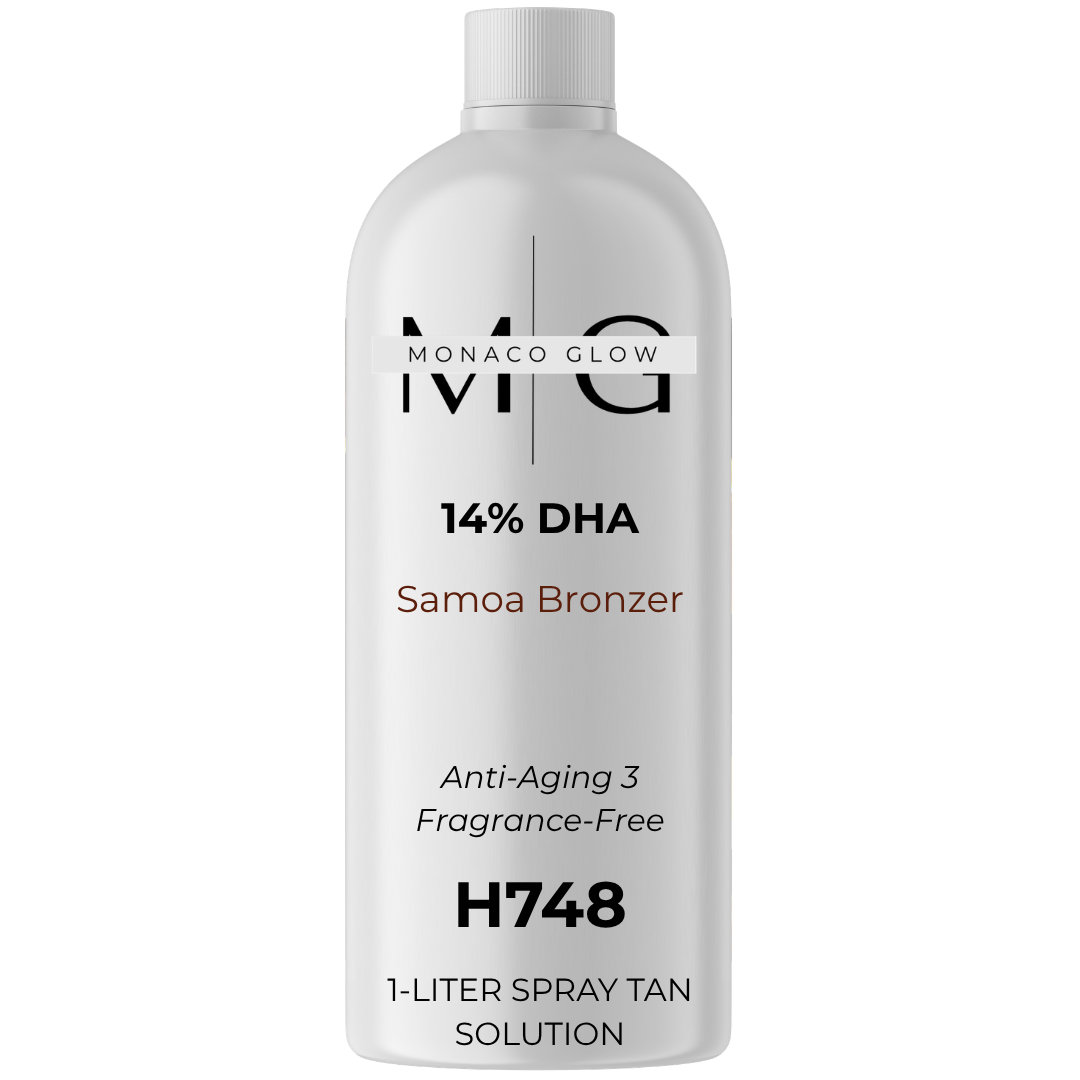 Monaco Glow Solution, 14% DHA, C09 Walnut 1.5 Bronzer, Anti-Aging 3, Fragrance-Free – UNLABELED (H748) 1 Liter